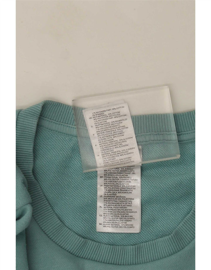 Adidas Womens Graphic Sweatshirt Jumper UK 12/14 Medium Blue Cotton