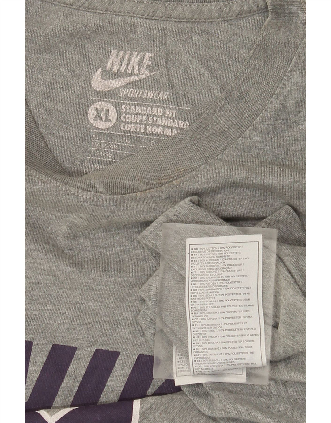 Nike Mens Graphic T-Shirt Top XL Grey Flecked Cotton