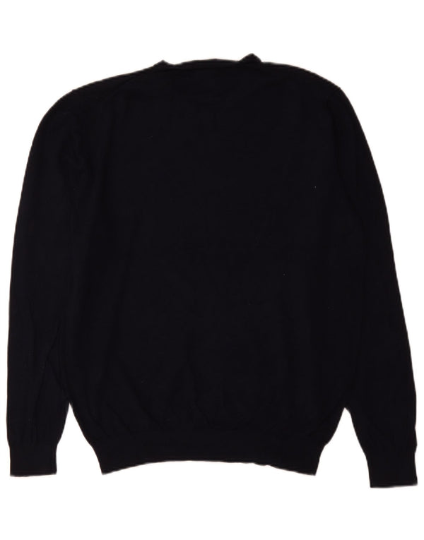 Zara Mens V-Neck Jumper Sweater Medium Navy Blue