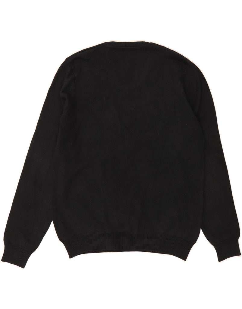 MARKS & SPENCER Mens Regular Fit V-Neck Jumper Sweater Medium Black Cotton Vintage Marks & Spencer and Second-Hand Marks & Spencer from Messina Hembry 