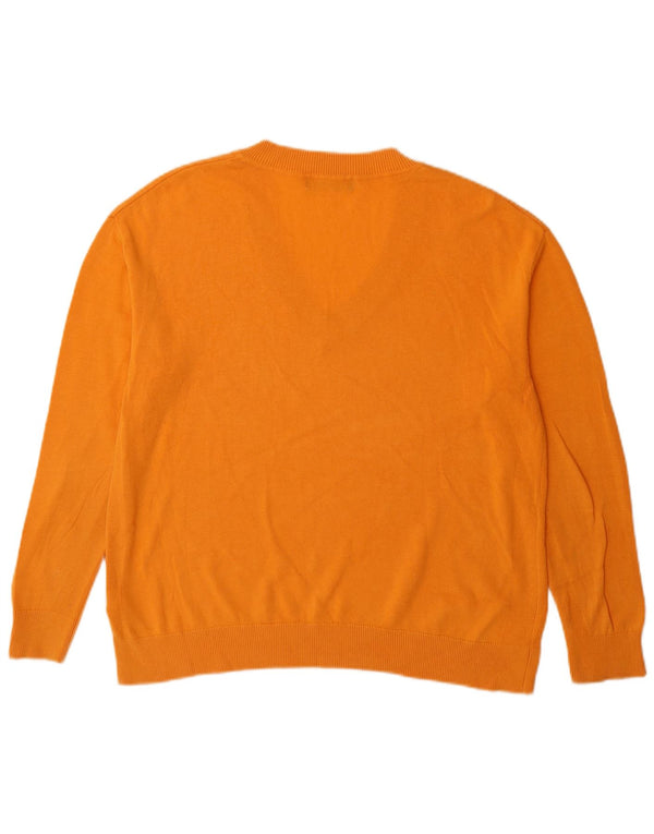 Marks & Spencer Mens V-Neck Jumper Sweater Medium Orange Cotton