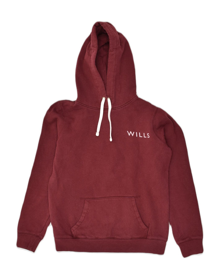 JACK WILLS Womens Graphic Hoodie Jumper UK 12 Medium Maroon Cotton | Vintage Jack Wills | Thrift | Second-Hand Jack Wills | Used Clothing | Messina Hembry 