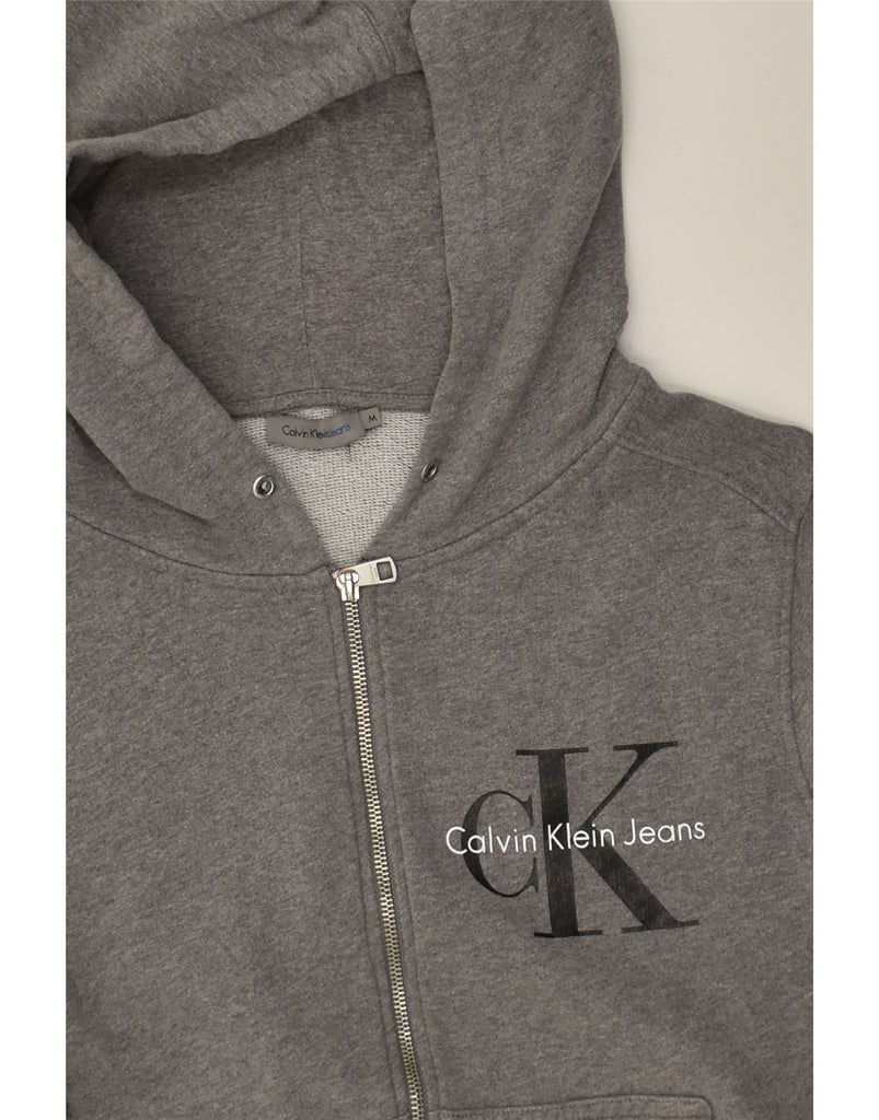 CALVIN KLEIN Womens Zip Hoodie Sweater UK 14 Medium Grey Cotton | Vintage Calvin Klein | Thrift | Second-Hand Calvin Klein | Used Clothing | Messina Hembry 