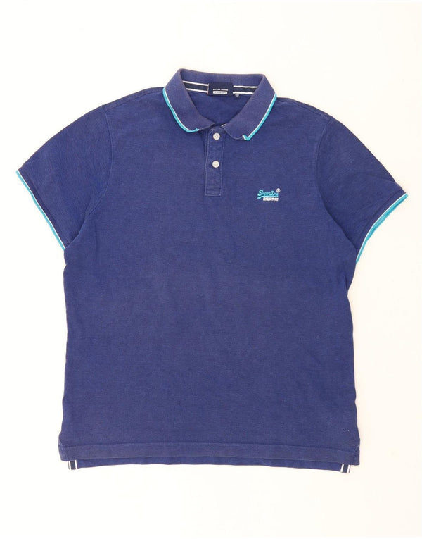 Superdry Mens Polo Shirt 3XL Blue Cotton