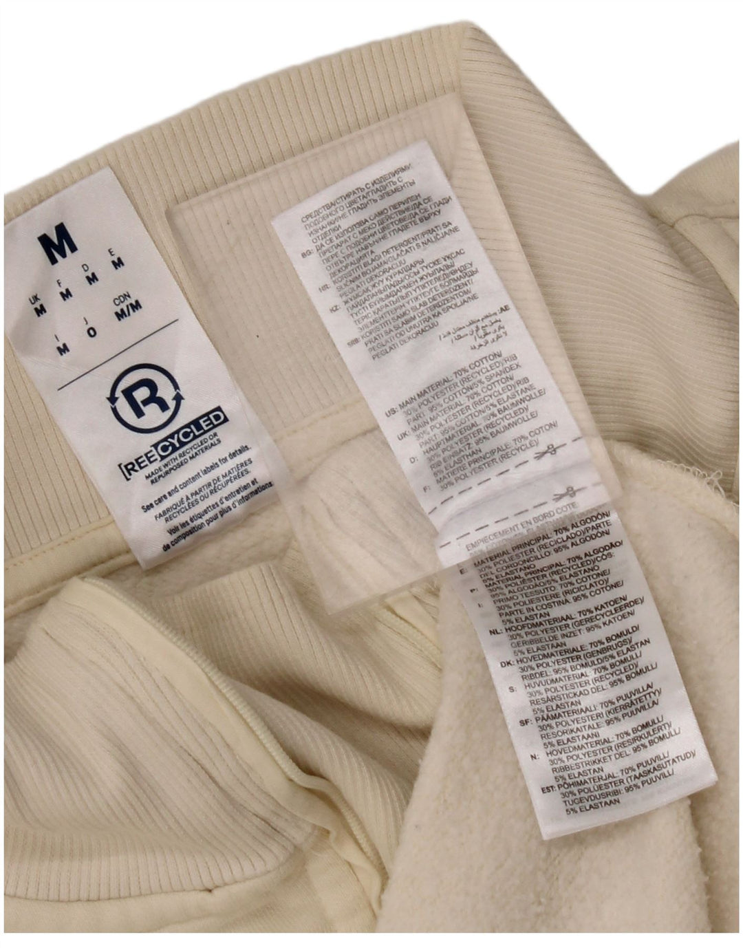 REEBOK Mens Loose Fit Zip Neck Sweatshirt Jumper Medium Off White Cotton