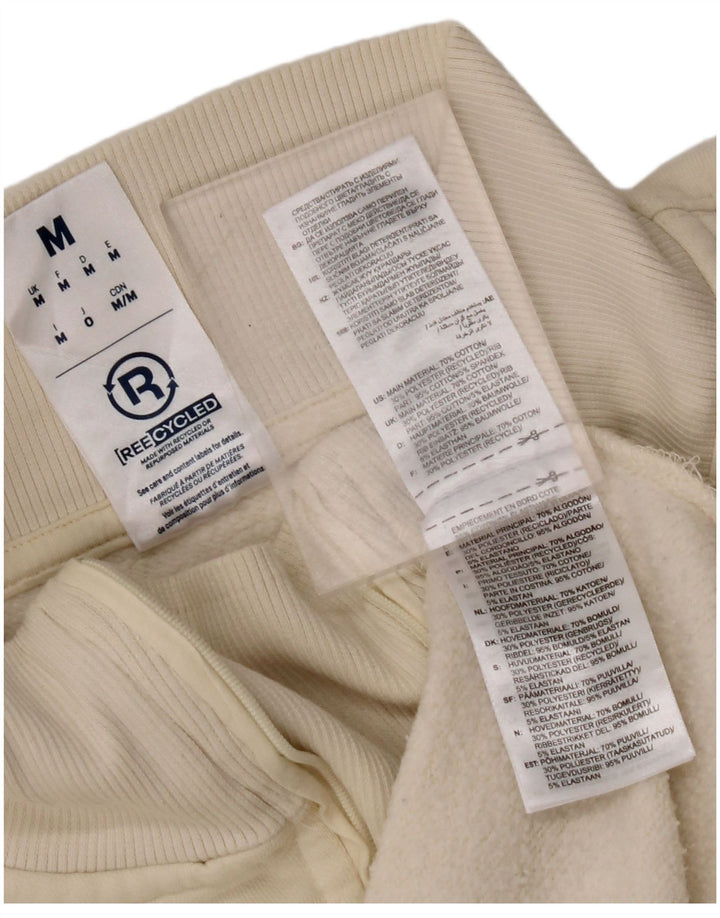 REEBOK Mens Loose Fit Zip Neck Sweatshirt Jumper Medium Off White Cotton