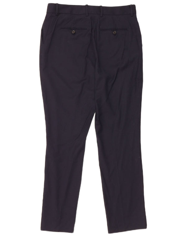 Reiss Womens Slim Chino Trousers UK 10 Small W30 L28 Navy Blue Wool