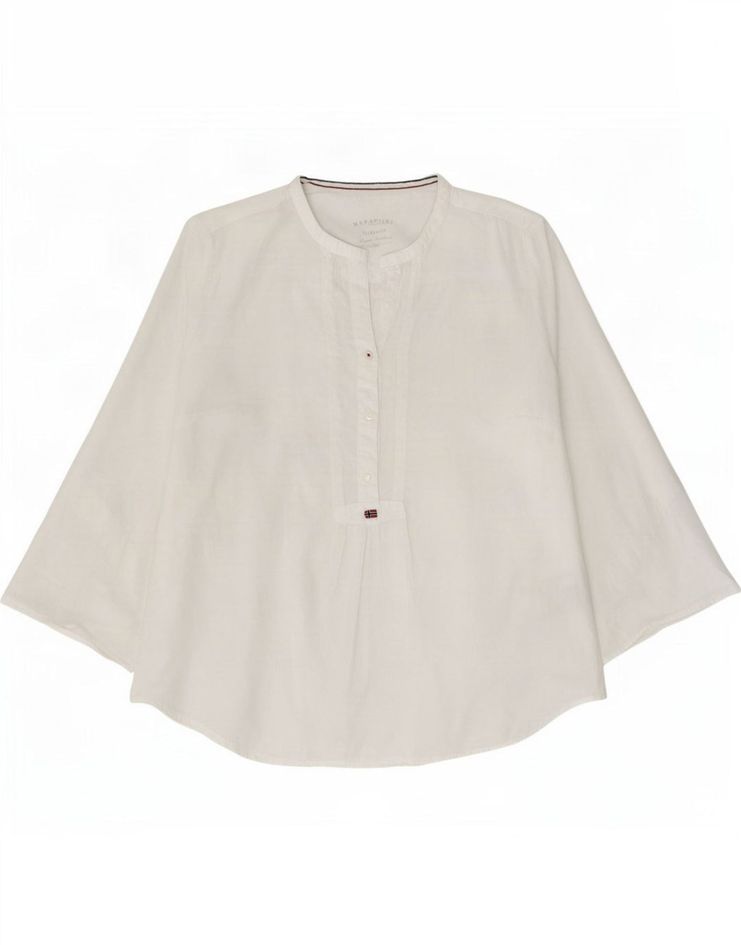 Napapijri Womens 3/4 Sleeve Blouse Top UK 14 Medium White Cotton