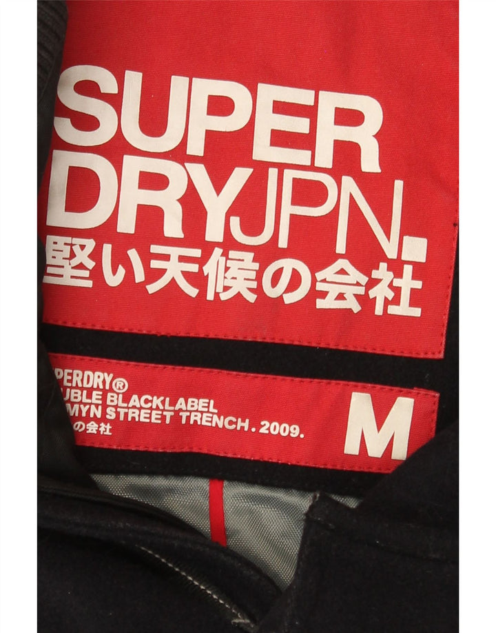 Superdry Mens Graphic Military Jacket UK 38 Medium Navy Blue Wool