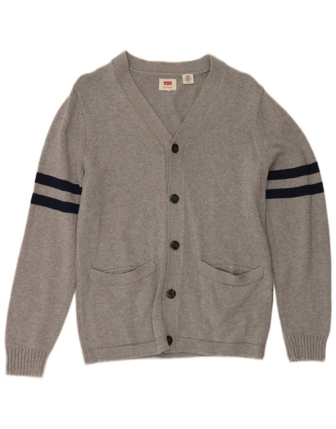 Levi's Mens Cardigan Sweater Small Grey Striped Cotton