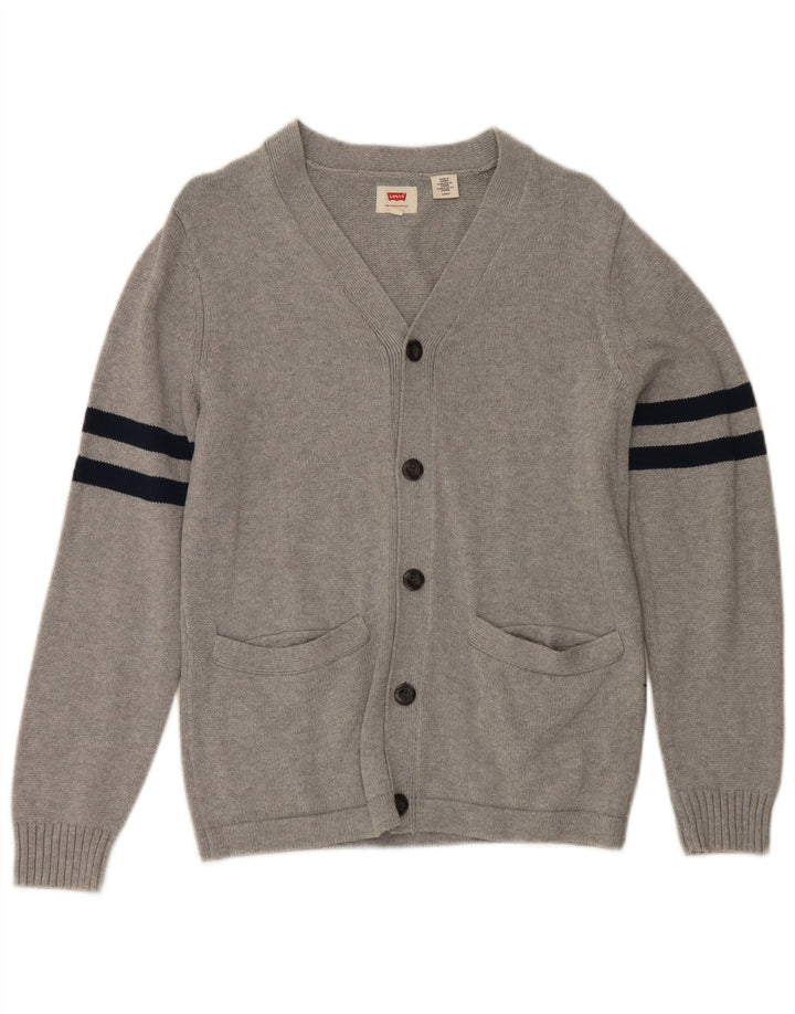 Levi's Mens Cardigan Sweater Small Grey Striped Cotton
