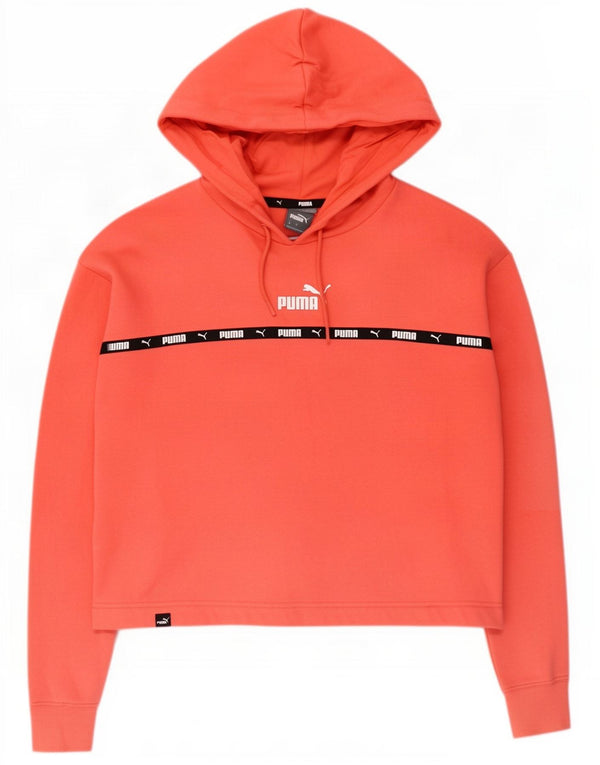 Puma Womens Oversized Crop Hoodie Jumper UK 10 Small Red Colourblock