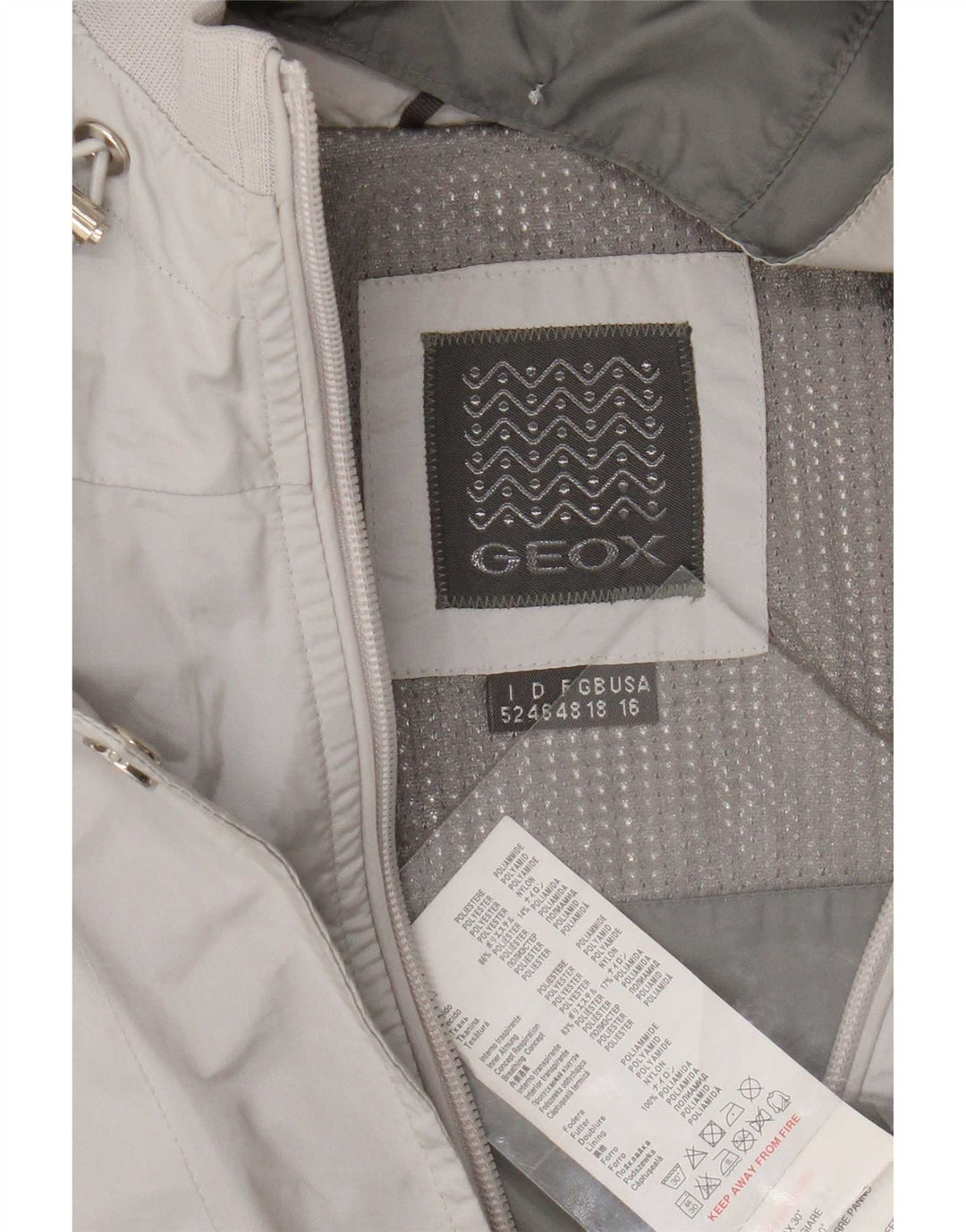 Geox Womens Respira Hooded Utility Jacket UK 18 XL Grey Polyester