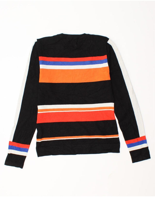 Karen Millen Womens Crew Neck Jumper Sweater UK 12 Medium Black Striped