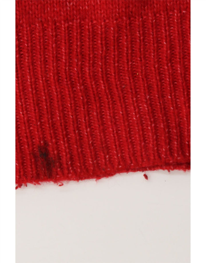 ZARA Womens Oversized Crew Neck Jumper Sweater UK 10 Small Red Acrylic
