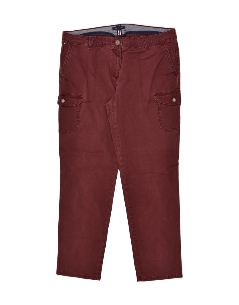 TOMMY HILFIGER Womens Slim Cargo Trousers US 14 XL W34 L28 Burgundy | Vintage Tommy Hilfiger | Thrift | Second-Hand Tommy Hilfiger | Used Clothing | Messina Hembry 