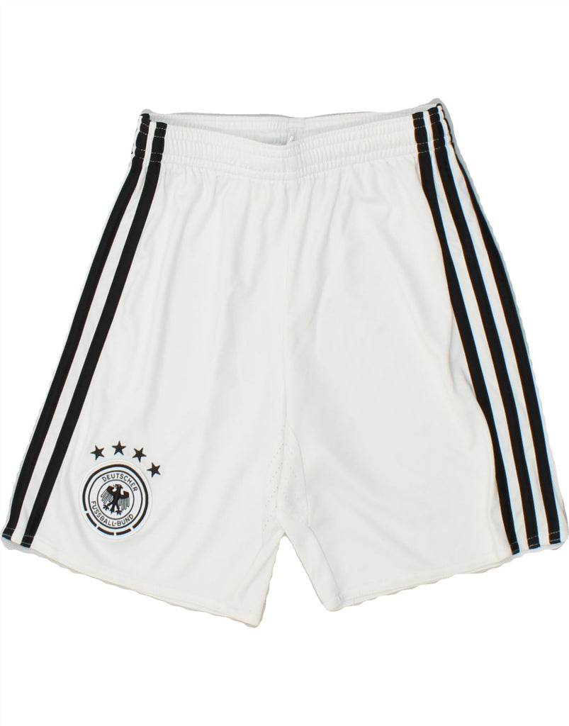 ADIDAS Boys Deutscher Fussball Bund Graphic Sport Shorts 9-10 Years White | Vintage Adidas | Thrift | Second-Hand Adidas | Used Clothing | Messina Hembry 
