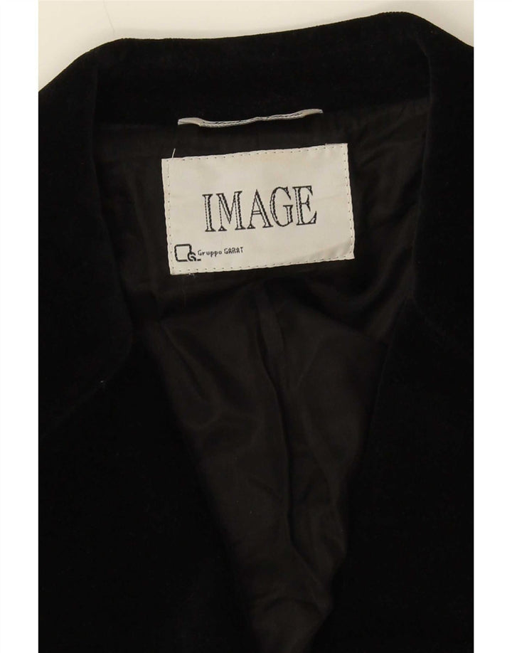 Vintage Womens 3 Button Velvet Blazer Jacket UK 14 Medium Black
