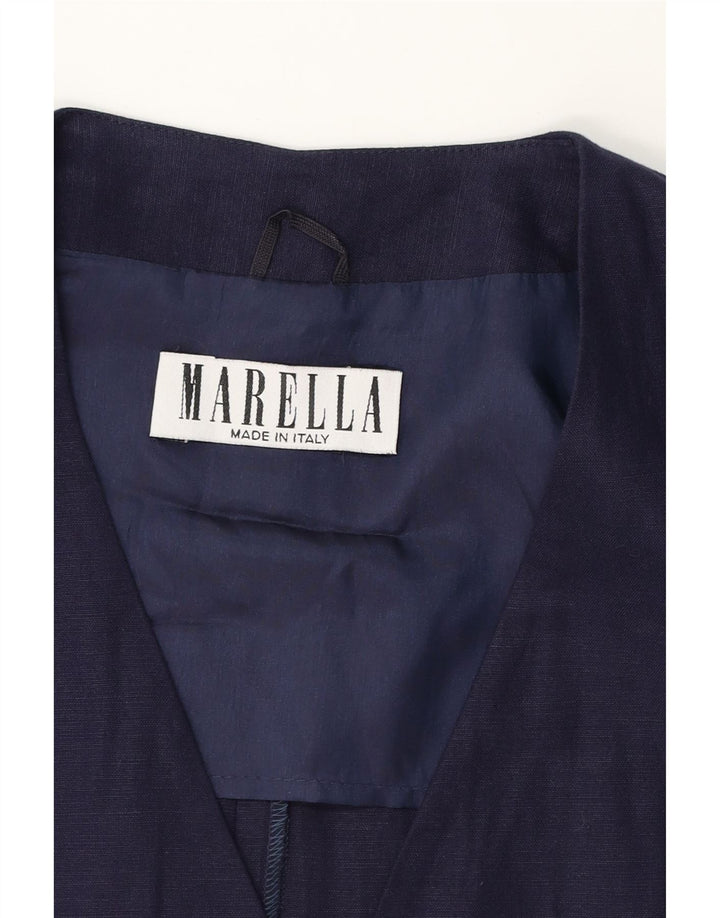 MARELLA Womens Short Sleeve 1 Button Blazer Jacket UK 16 Large Navy Blue Vintage Marella and Second-Hand Marella from Messina Hembry 