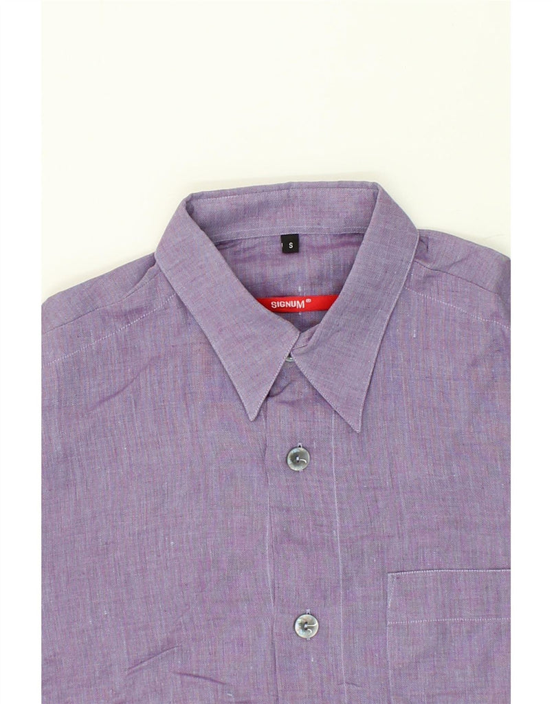 SIGNUM Mens Short Sleeve Shirt Small Purple Vintage Signum and Second-Hand Signum from Messina Hembry 