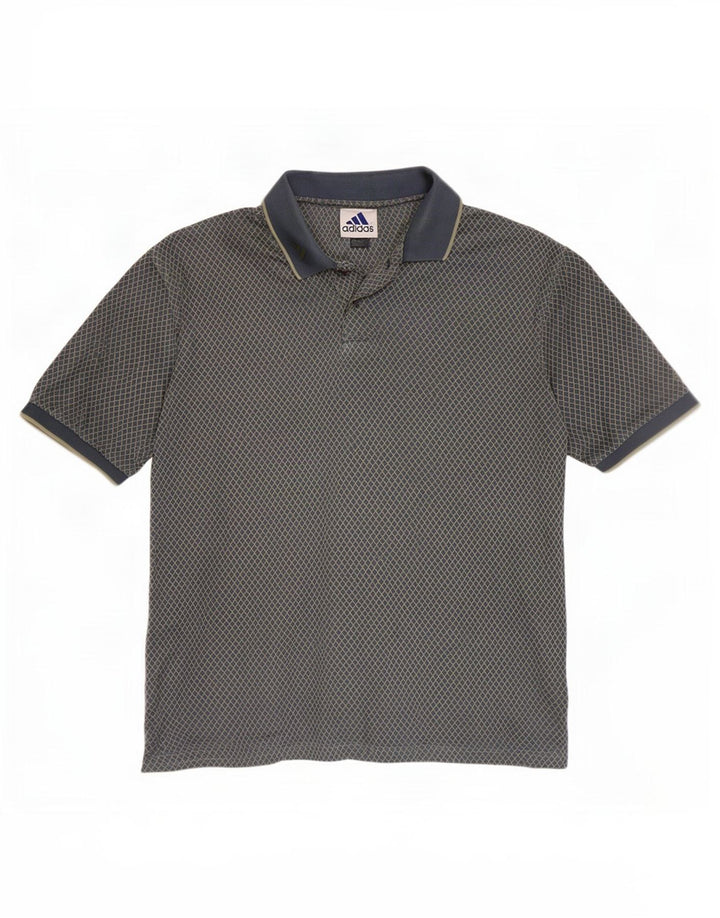 Adidas Mens Polo Shirt Large Grey Argyle/Diamond Cotton