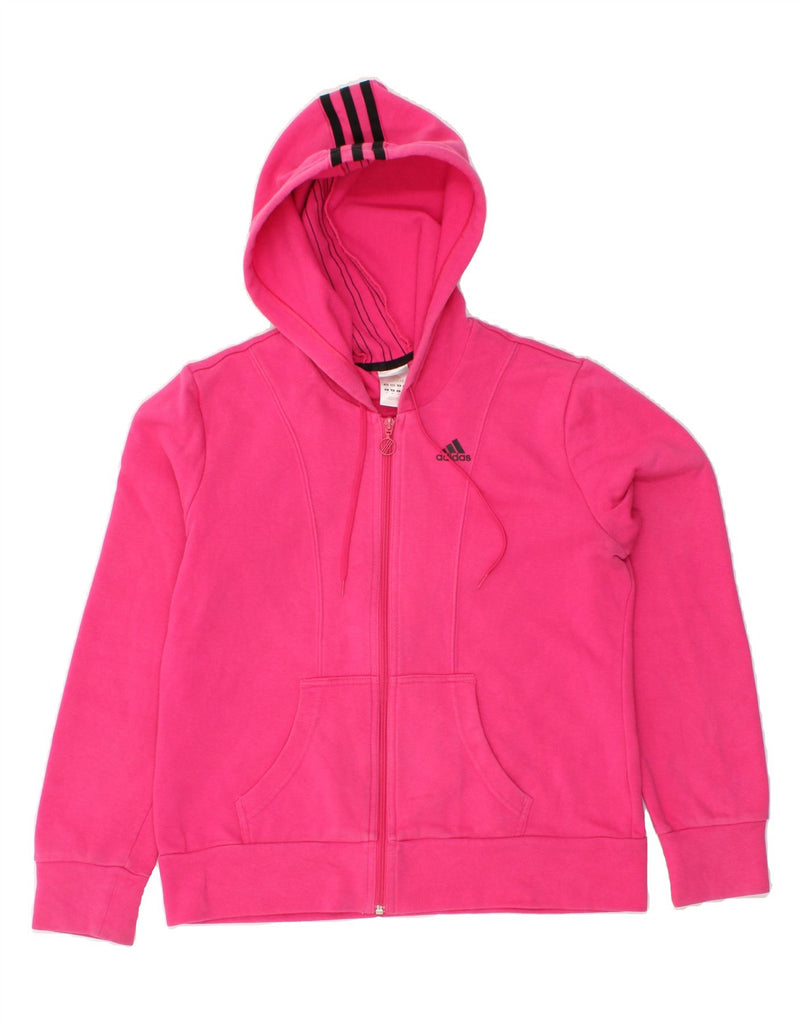 ADIDAS Womens Zip Hoodie Sweater UK 16 Large Pink | Vintage Adidas | Thrift | Second-Hand Adidas | Used Clothing | Messina Hembry 