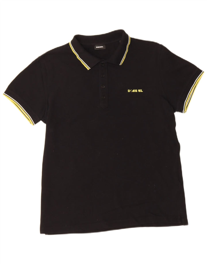 DIESEL Mens Polo Shirt Large Black Cotton