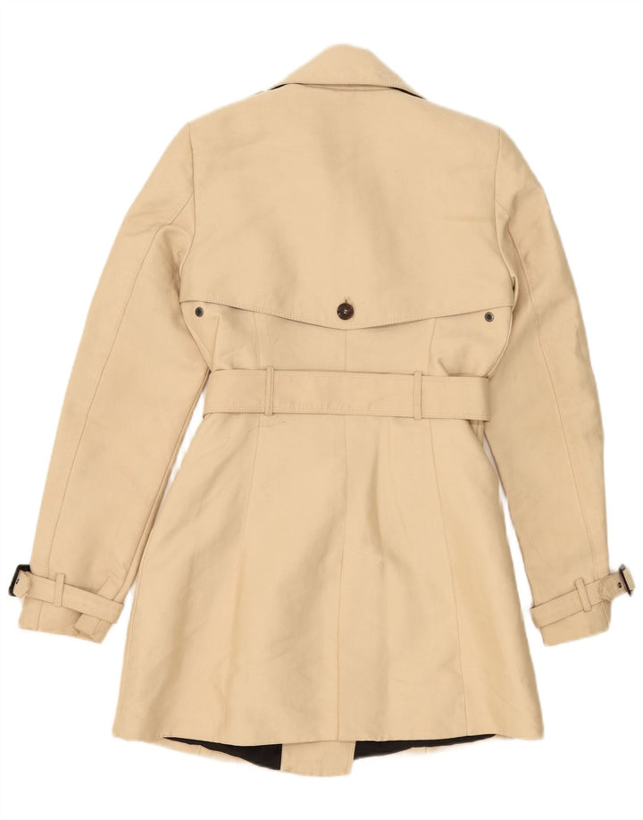 Zara Womens Trench Coat UK 6 XS Beige Polyester