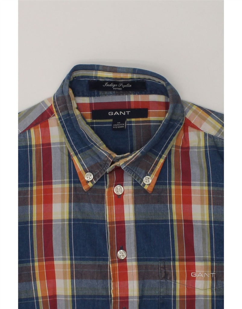 GANT Boys Fitted Shirt 11-12 Years XL  Blue Check Cotton | Vintage Gant | Thrift | Second-Hand Gant | Used Clothing | Messina Hembry 