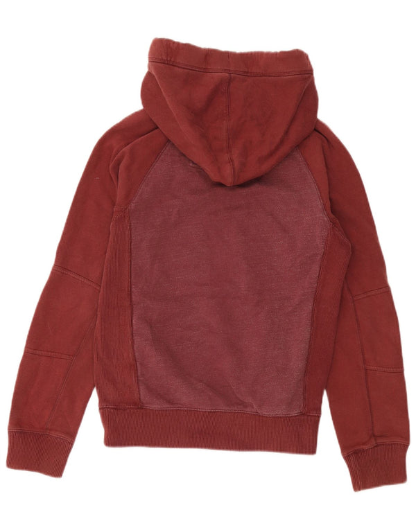 FAT FACE Mens Hoodie Jumper XS Burgundy Colourblock Cotton