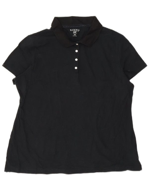 LEE Womens Polo Shirt UK 20 2XL Black Cotton