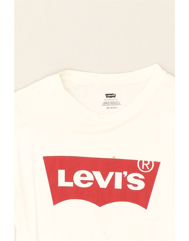 LEVI'S Womens Graphic T-Shirt Top UK 6 XS White Cotton | Vintage Levi's | Thrift | Second-Hand Levi's | Used Clothing | Messina Hembry 