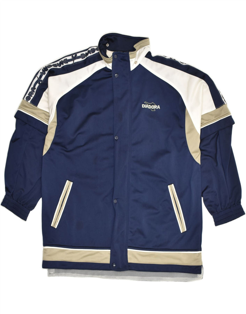 DIADORA Mens Oversized Tracksuit Top Jacket UK 38 Medium Navy Blue | Vintage Diadora | Thrift | Second-Hand Diadora | Used Clothing | Messina Hembry 