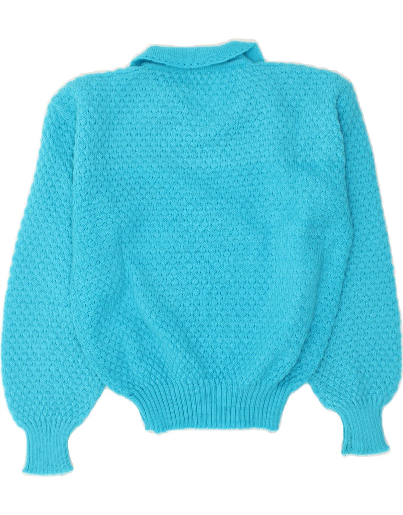 VINTAGE Womens Polo Neck Jumper Sweater UK 14 Medium Blue | Vintage Vintage | Thrift | Second-Hand Vintage | Used Clothing | Messina Hembry 