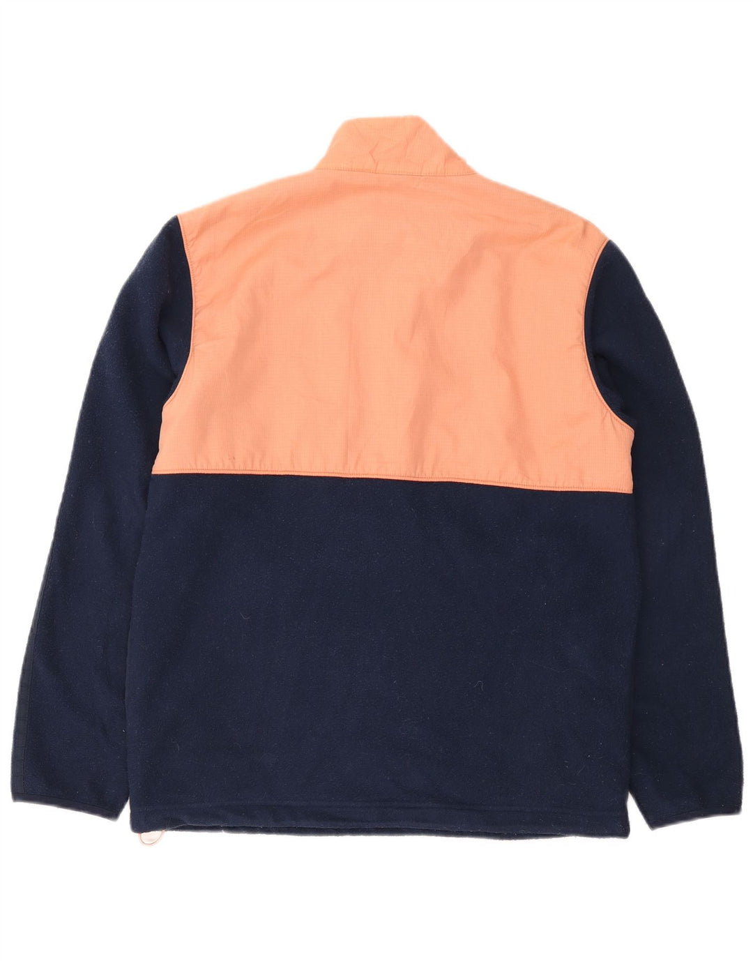 Adidas Mens Zip Neck Fleece Jumper Small Navy Blue Colourblock Polyester