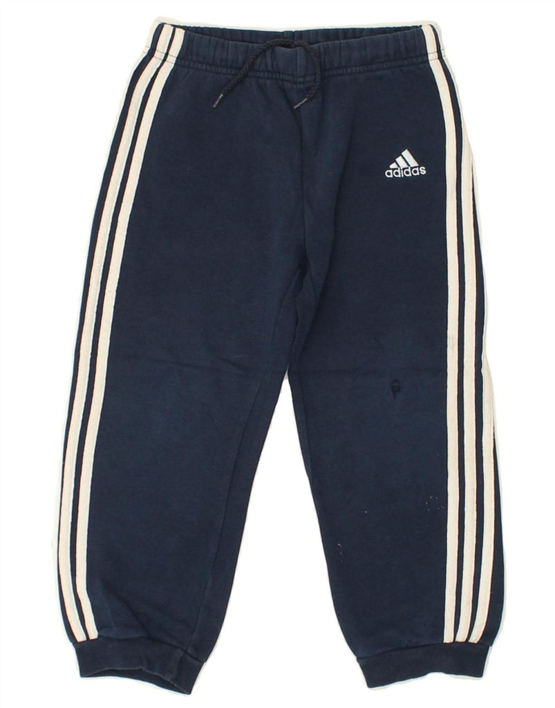 ADIDAS Boys Tracksuit Trousers 3-4 Years Navy Blue Cotton | Vintage Adidas | Thrift | Second-Hand Adidas | Used Clothing | Messina Hembry 