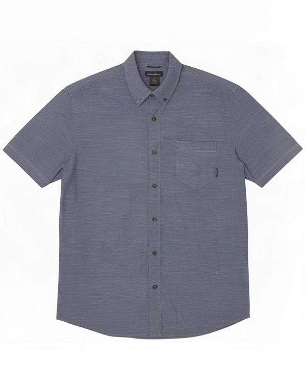 Eddie Bauer Mens Short Sleeve Shirt Large Blue Cotton