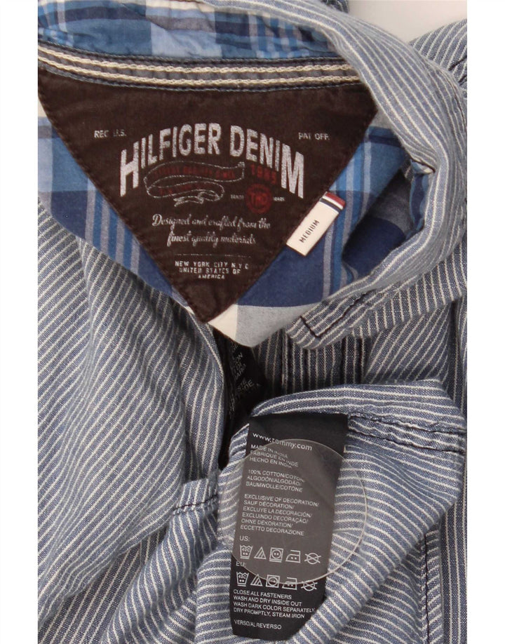 Tommy Hilfiger Mens Shirt Medium Navy Blue Pinstripe Cotton