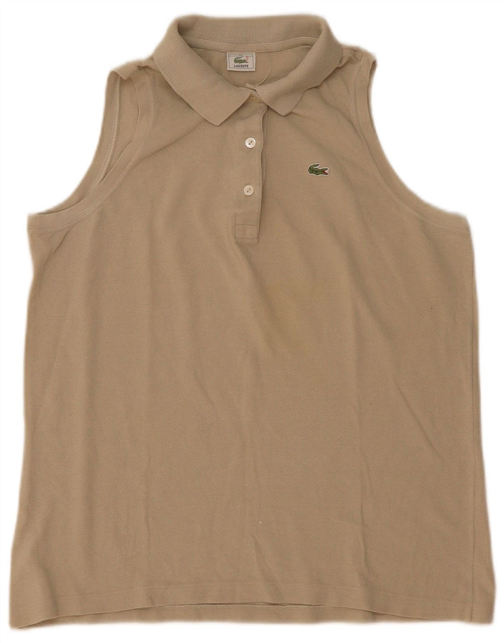 Lacoste Womens Sleeveless Polo Shirt Size 44 Large Beige