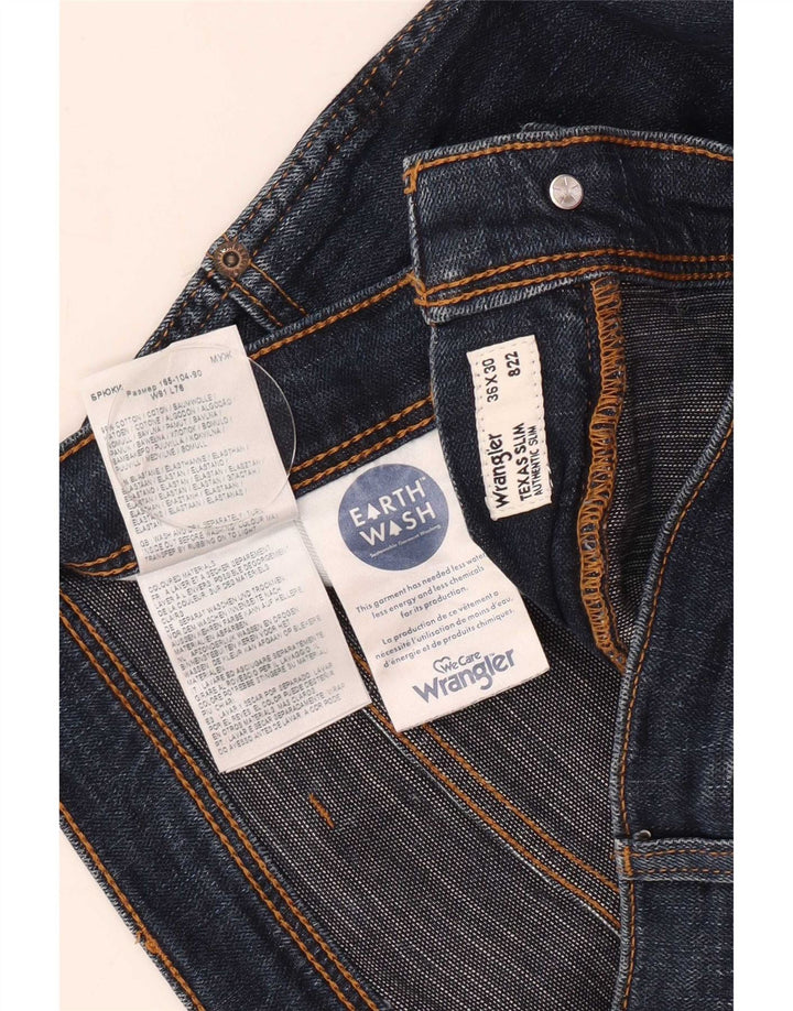 Wrangler Mens Slim Jeans W36 L30 Navy Blue Cotton