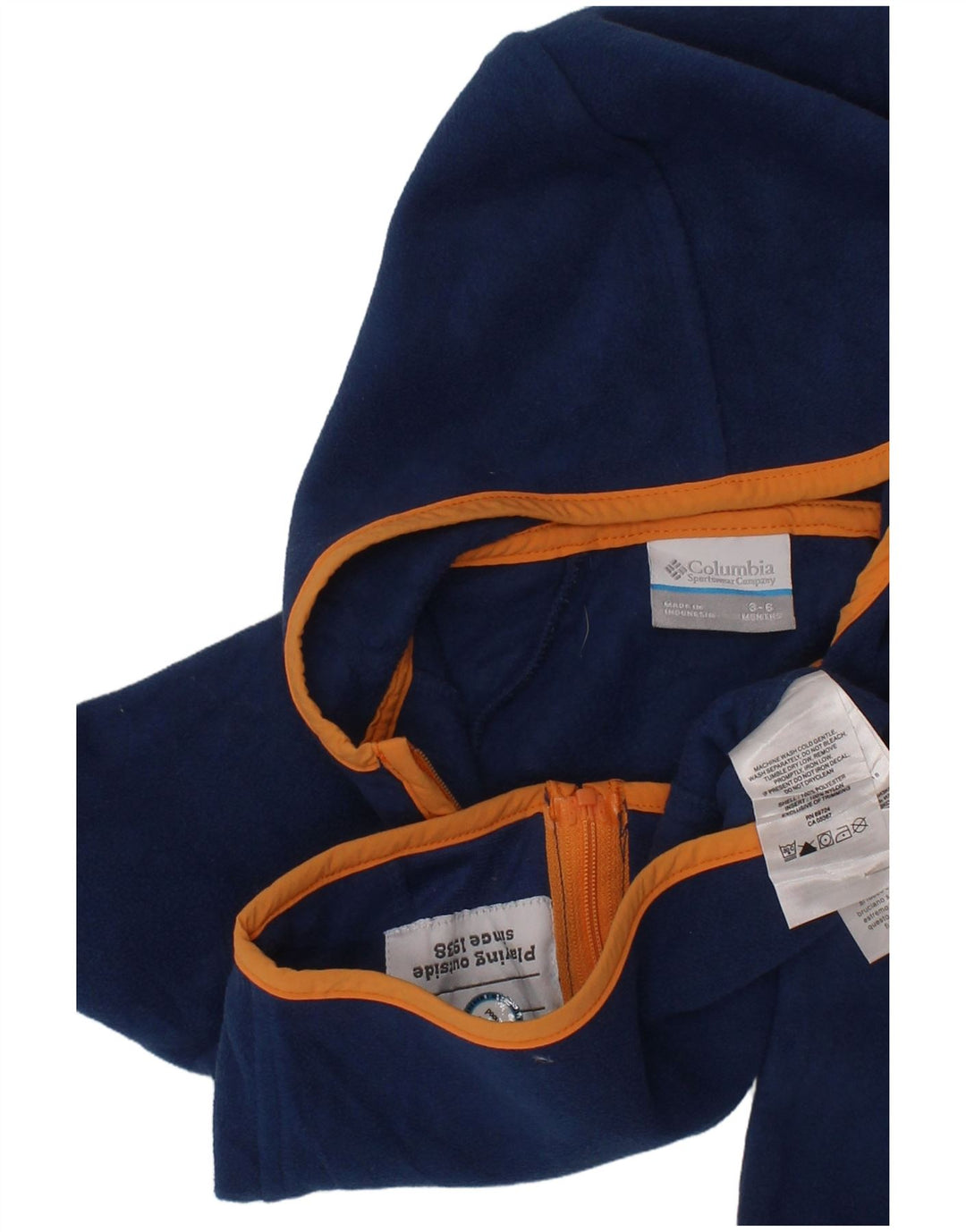 COLUMBIA Baby Boys Hooded Fleece Jacket 3-6 Months Navy Blue Colourblock