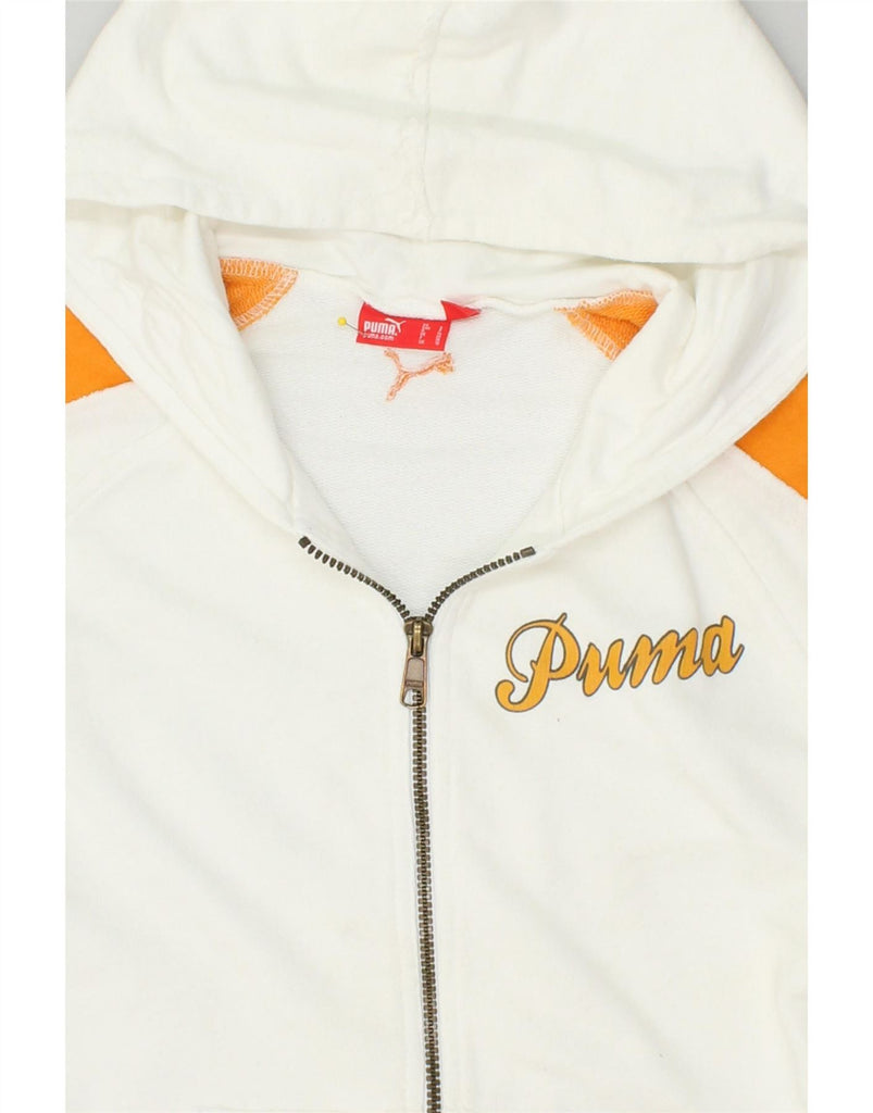 PUMA Womens Zip Hoodie Sweater UK 10 Small White Colourblock | Vintage Puma | Thrift | Second-Hand Puma | Used Clothing | Messina Hembry 