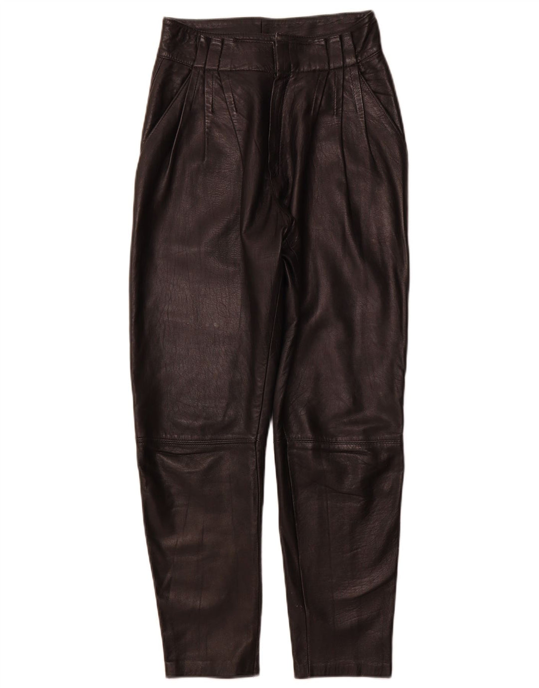 VINTAGE Womens Pegged Leather Trousers IT 44 Medium W26 L26 Black Leather