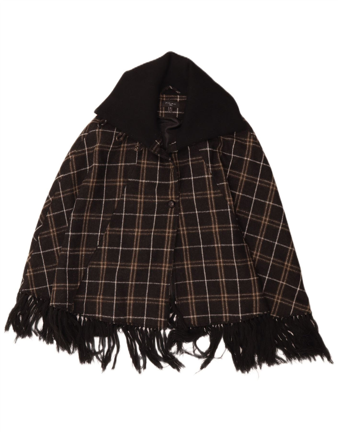 Project Womens Poncho Coat UK 10 Small Brown Check Polyester
