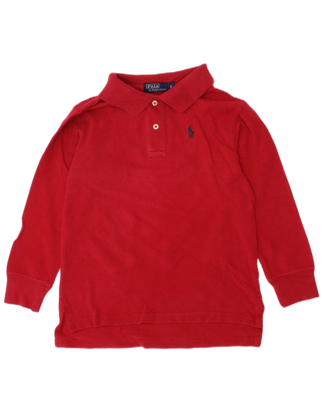 POLO RALPH LAUREN Boys Long Sleeve Polo Shirt 3-4 Years Red Cotton