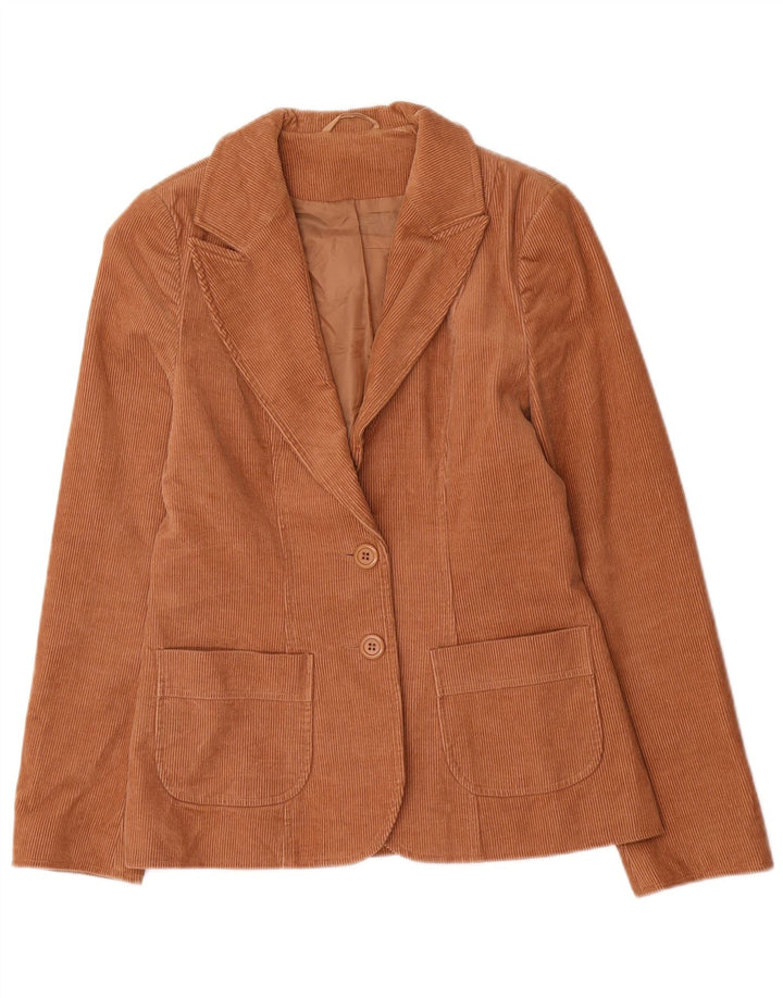 Topshop Womens 2 Button Corduroy Blazer Jacket UK 10 Small Brown Cotton