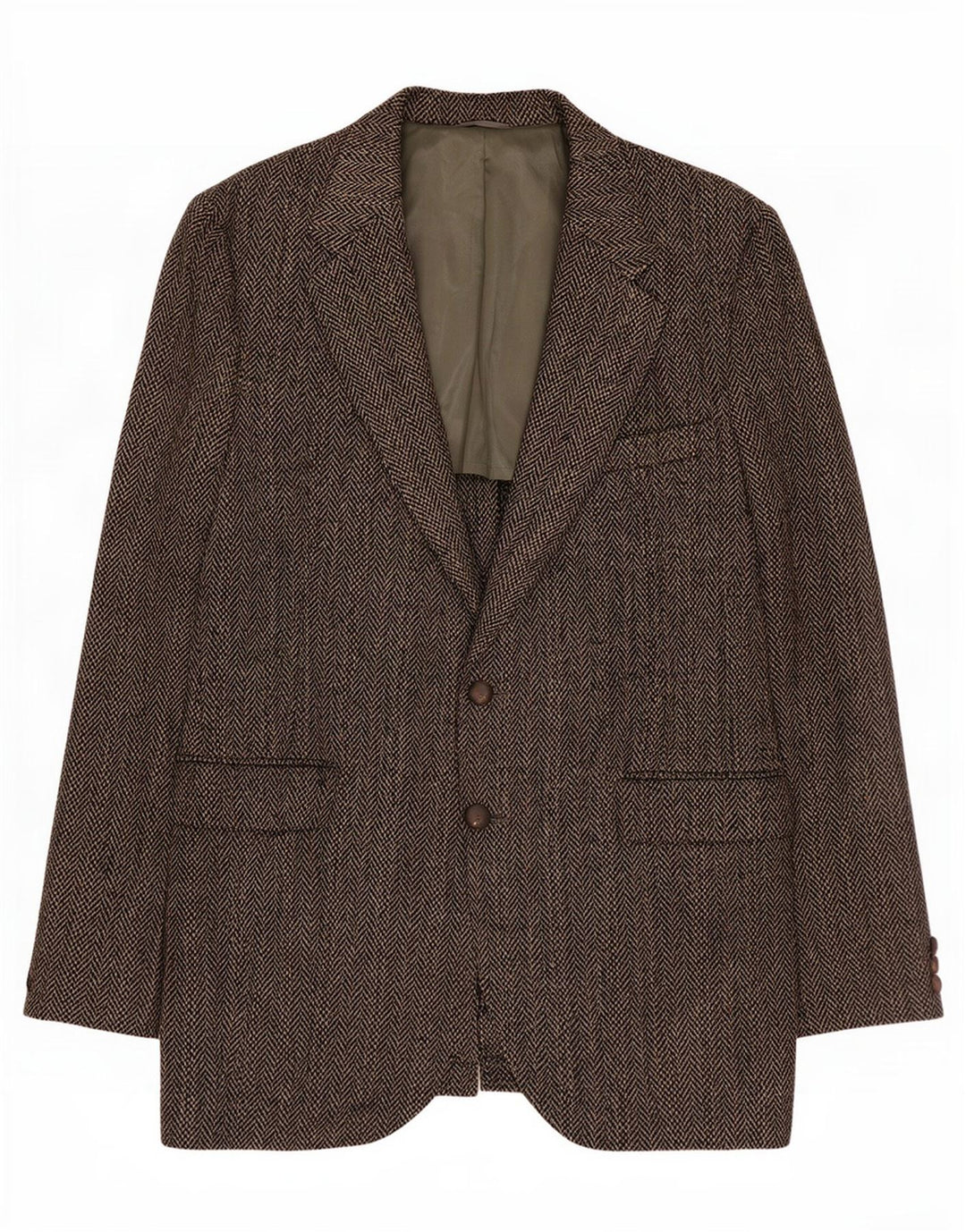 Harris Tweed Mens 2 Button Blazer Jacket UK 40 Large Grey Herringbone Wool