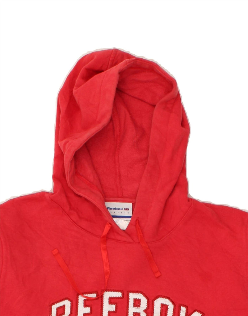 REEBOK Womens Graphic Hoodie Jumper UK 12 Medium Red Cotton | Vintage Reebok | Thrift | Second-Hand Reebok | Used Clothing | Messina Hembry 