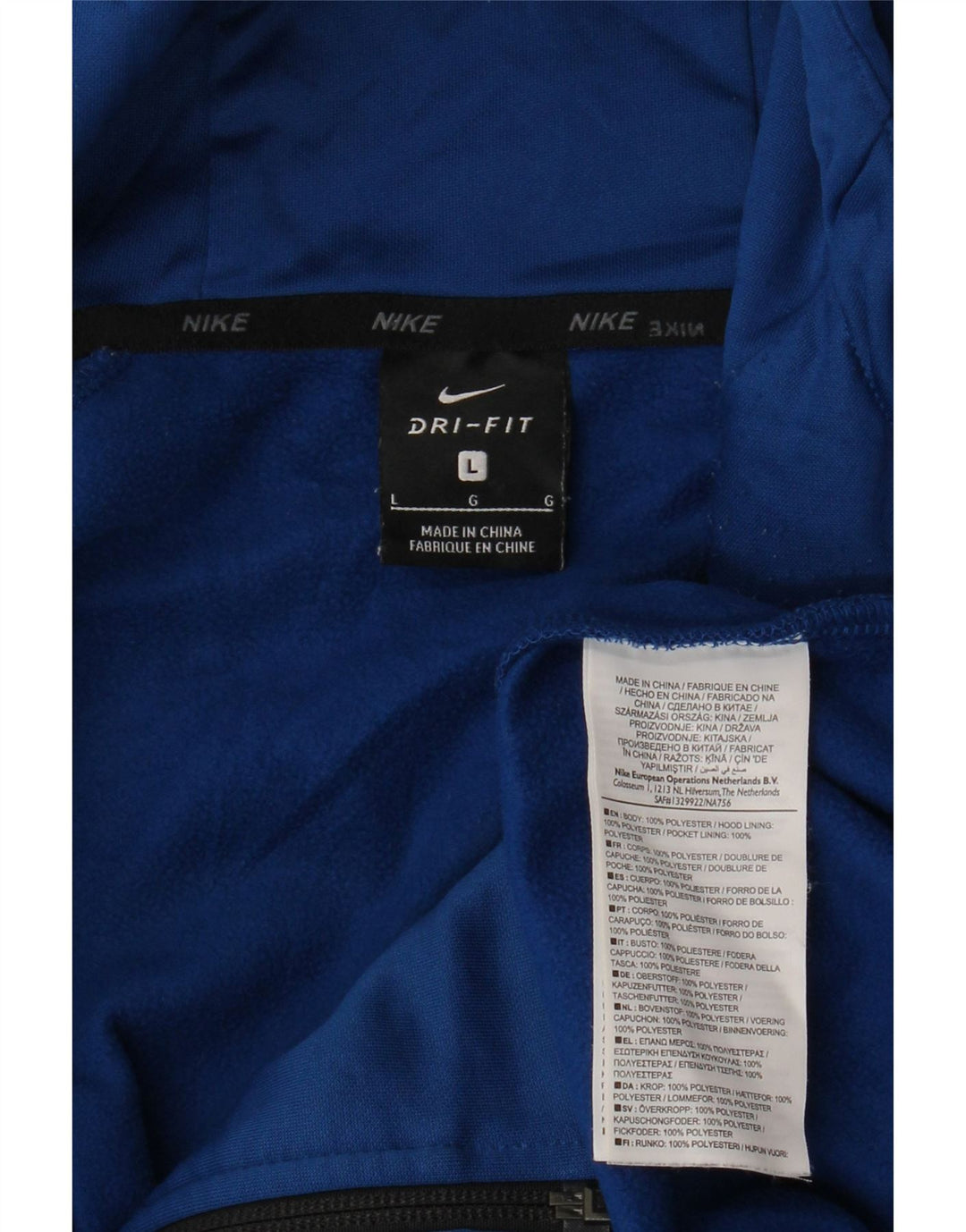 Nike Mens Dri Fit Zip Hoodie Sweater Large Blue Polyester