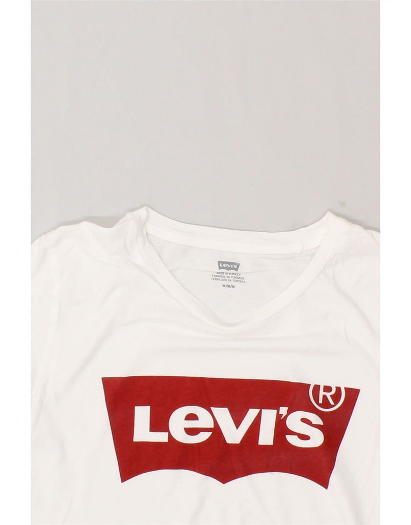 LEVI'S Womens Graphic T-Shirt Top UK 12 Medium White Cotton | Vintage Levi's | Thrift | Second-Hand Levi's | Used Clothing | Messina Hembry 